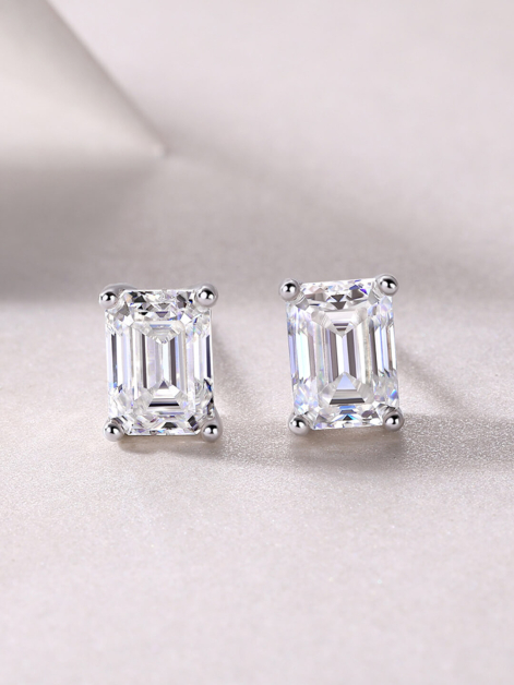 ASILEY Emerald Cut Moissanite Studs