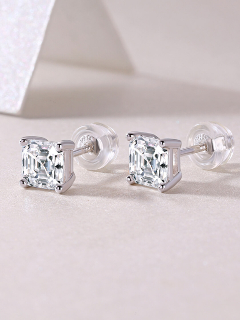 ASILEY Asscher Cut Moissanite Stud Earrings