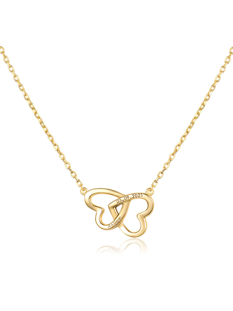 Asiely Engravable Double Heart Chain Necklace For Her