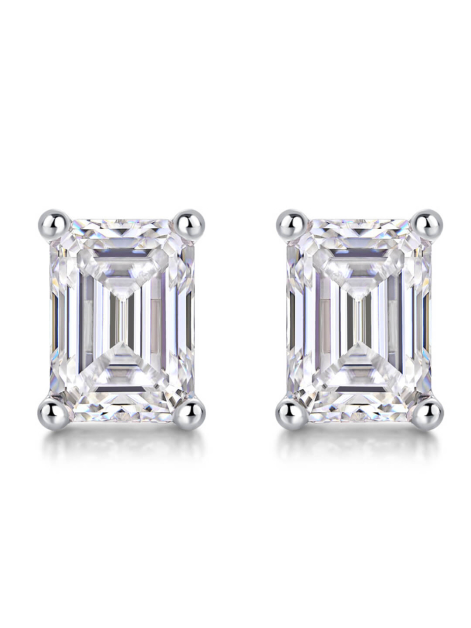 ASILEY Emerald Cut Moissanite Studs