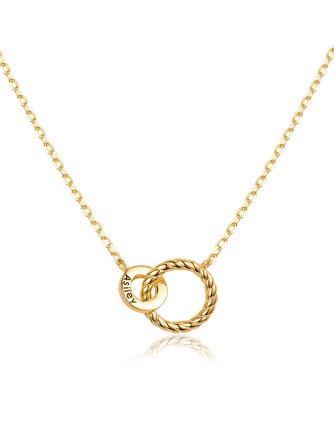 Engravable Forever Together Double Ring Necklace For Her