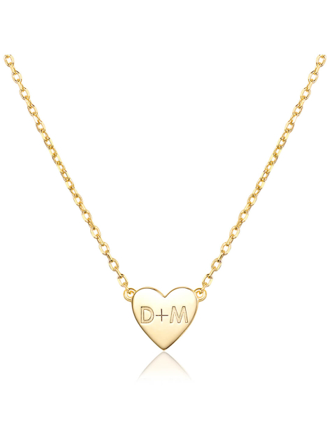 Engravable Initial Heart Necklace For Her