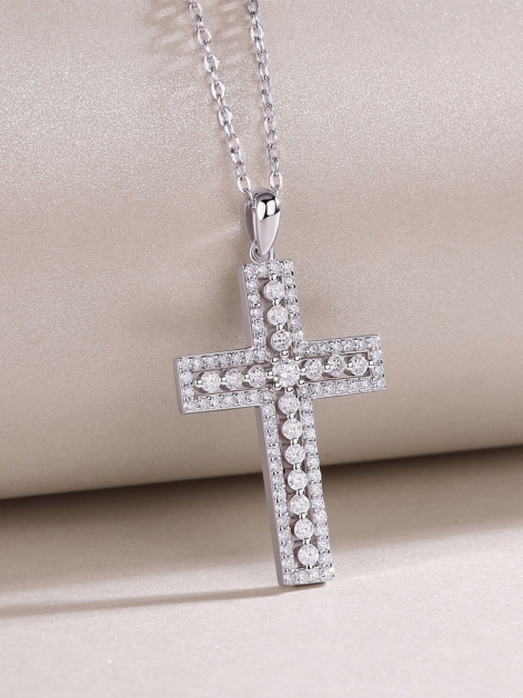 ASILEY Moissanite Cross Pendant Necklace