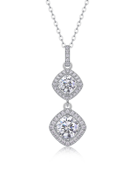 ASILEY Moissanite Necklace in 14K Gold Plating 925 Sterling Silver