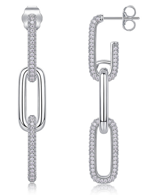 ASILEY 2CT Moissanite Paperclip Link Earrings