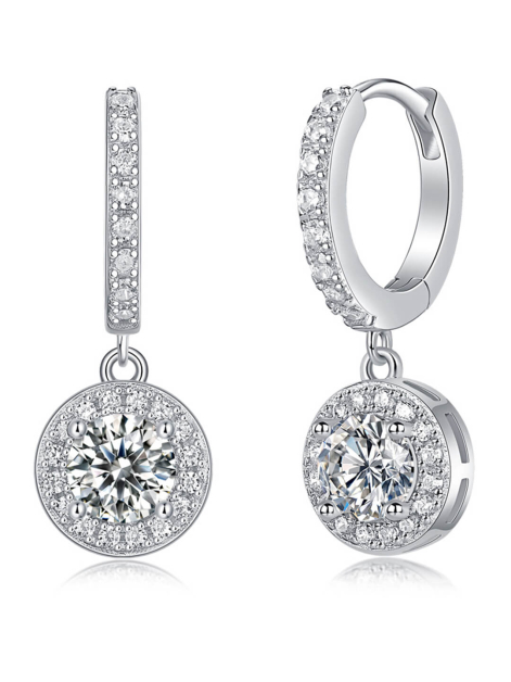 ASILEY Round Cut Moissanite Drop Earrings