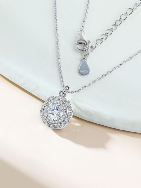 ASILEY Round Cut Moissanite Necklace For Women