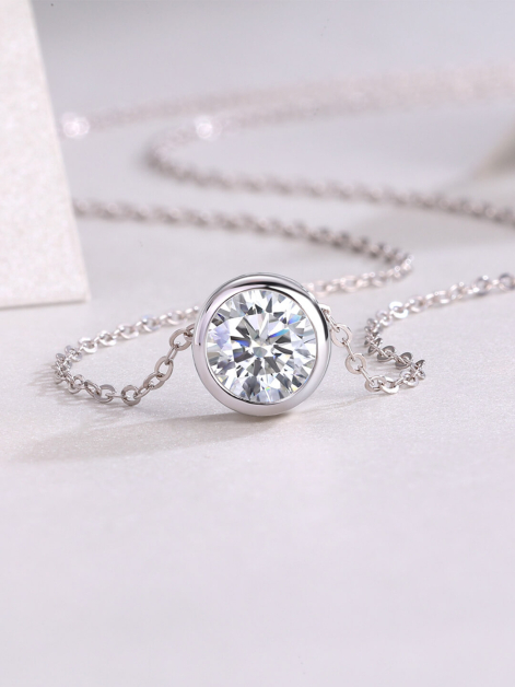 Round Cut Solitaire Moissanite Necklace For Women