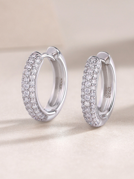 Classic Moissanite Sterling Silver Hoop Earrings