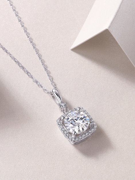 Custom Moissanite Pendant Necklace in 925 Sterling Silver