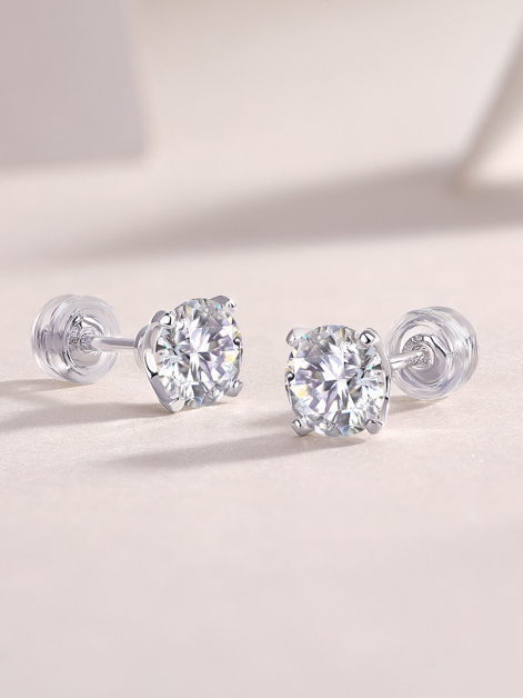 Custom Round Cut Moissanite Stud Earrings