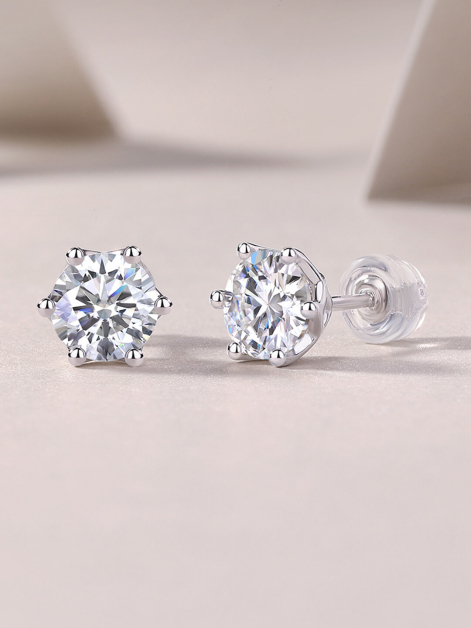 ASILEY Moissanite Stud Earrings in Sterling Silver 