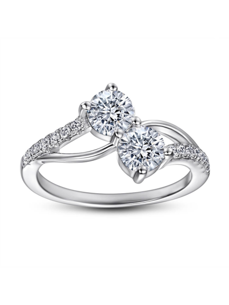 Double Round Cut Moissanite Ring For Women