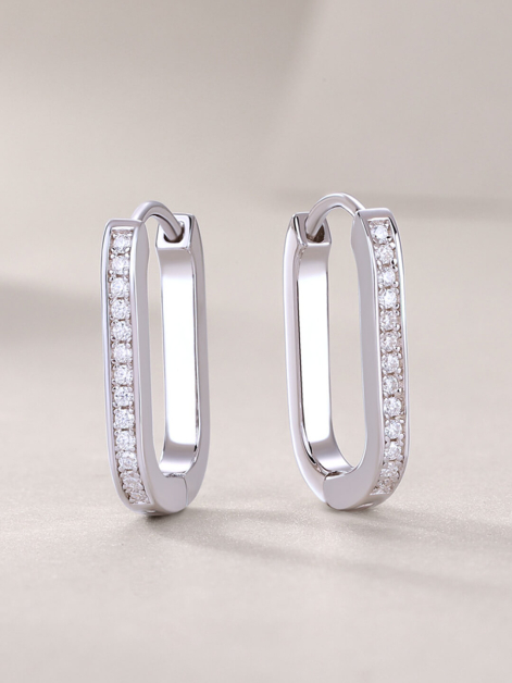 Moissanite Hoop Earrings In 14K Gold Plated