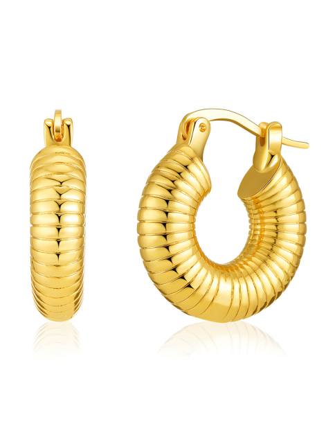Gold Snail Textured Hoops Earrings