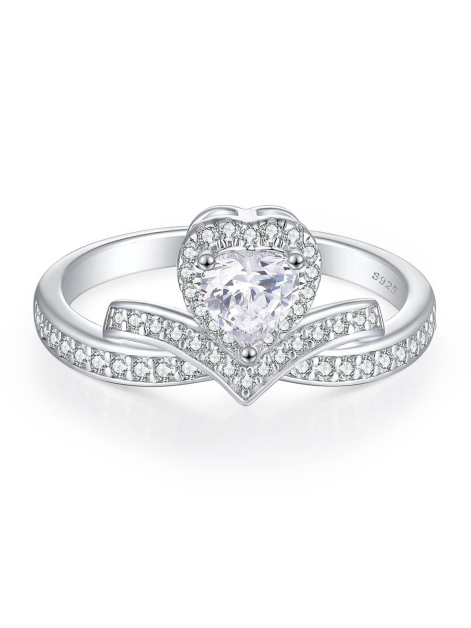 Heart Cut Moissanite Ring In 925 Sterling Silver