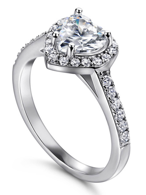 Heart Moissanite Engagement Ring 