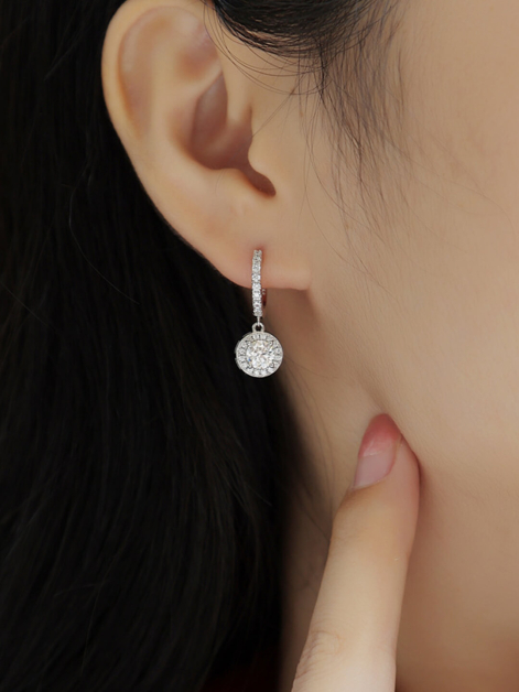 ASILEY Round Cut Moissanite Drop Earrings