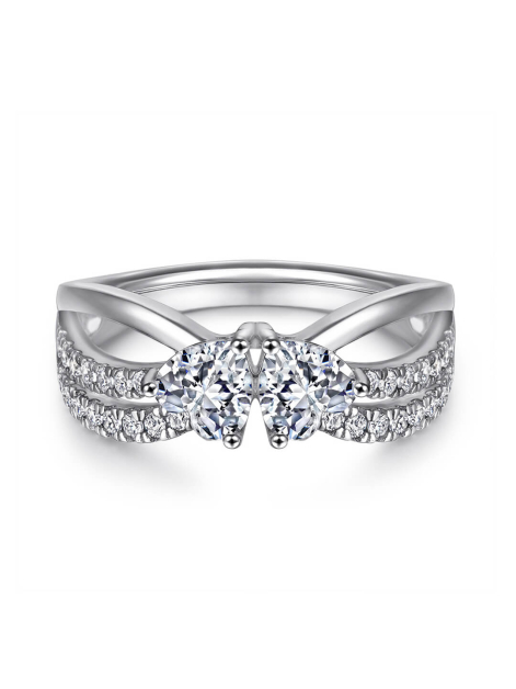 Dazzling Moissanite Heart Ring in Sterling Silver