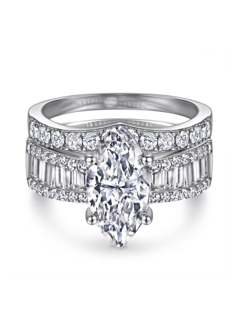 Marquise Cut Moissanite Ring Set In Sterling Silver