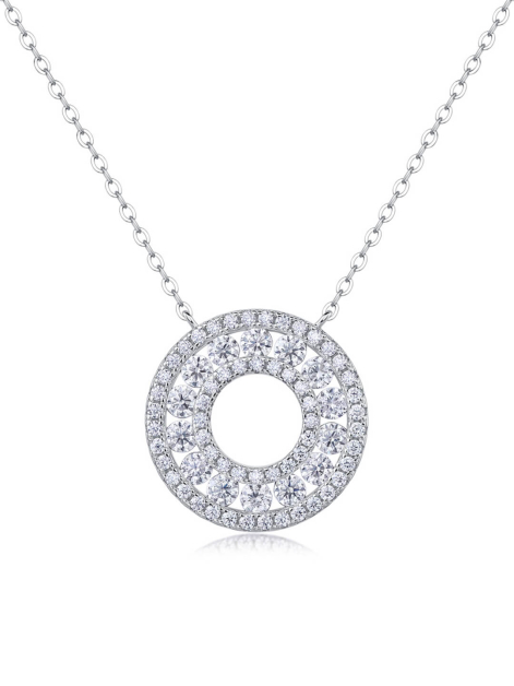 Moissanite Necklace in 925 Sterling Silver Plating 14K Gold