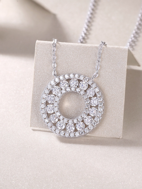 Moissanite Necklace in 925 Sterling Silver Plating 14K Gold