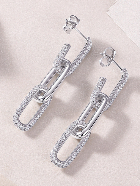 ASILEY 2CT Moissanite Paperclip Link Earrings