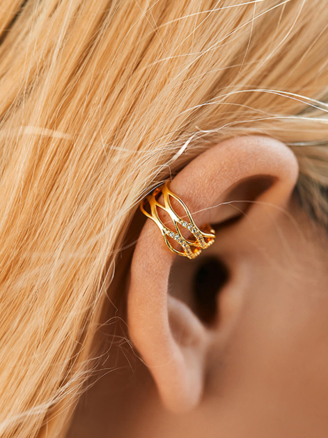 Multi-Layered Line Crossover Ear Clips