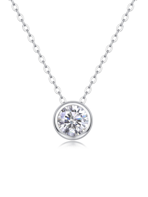 Round Cut Solitaire Moissanite Necklace For Women