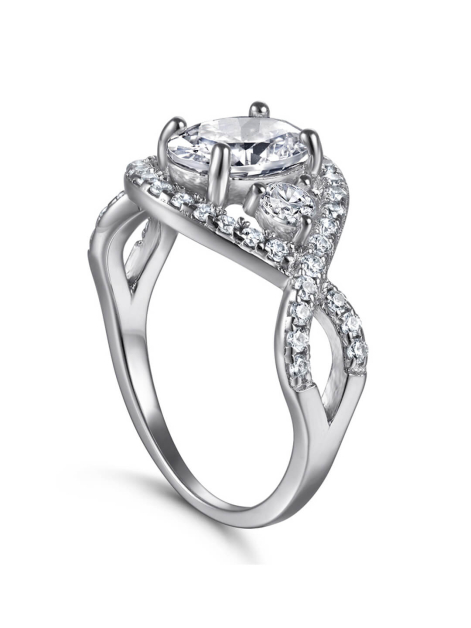 Oval Cut Moissanite Engagement Ring In Sterling Silver