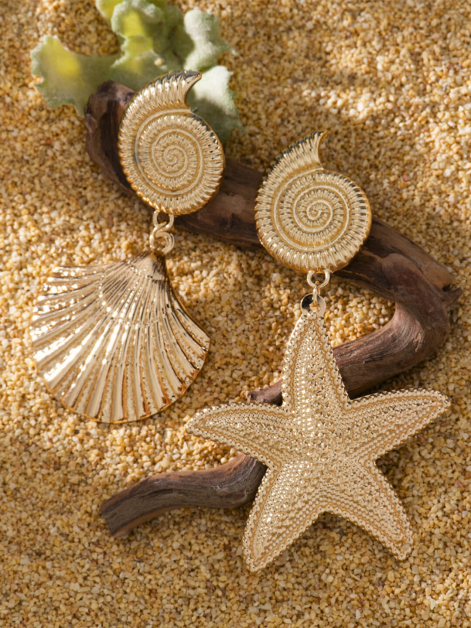 Starfish and Conch Shell Earrings