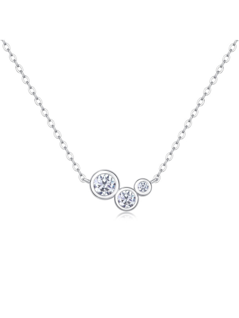 Three Stone Moissanite Chain Necklace