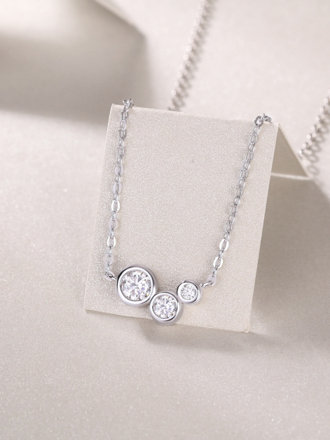 Three Stone Moissanite Chain Necklace