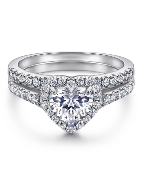 Heart Cut Moissanite Ring Set