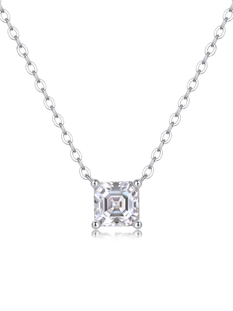 ASILEY Asscher Cut Moissanite Chain Necklace 