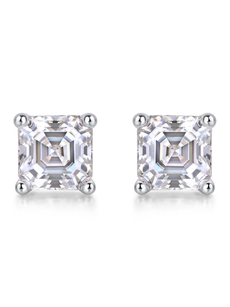 ASILEY Asscher Cut Moissanite Stud Earrings