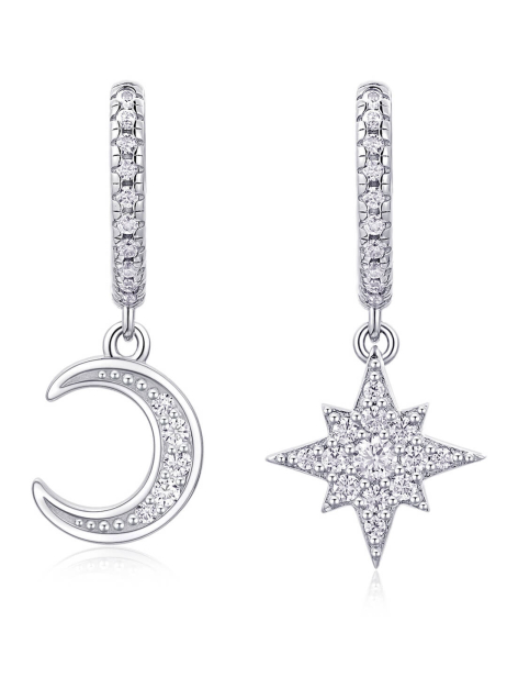 ASILEY Moissanite North Star And Moon Drop Earrings