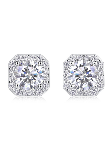 ASILEY Round Cut Moissanite Stud Earrings