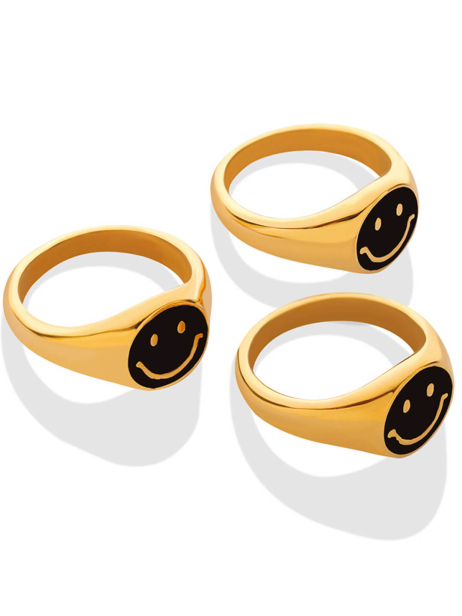 Cute Smiley Geometric Ring