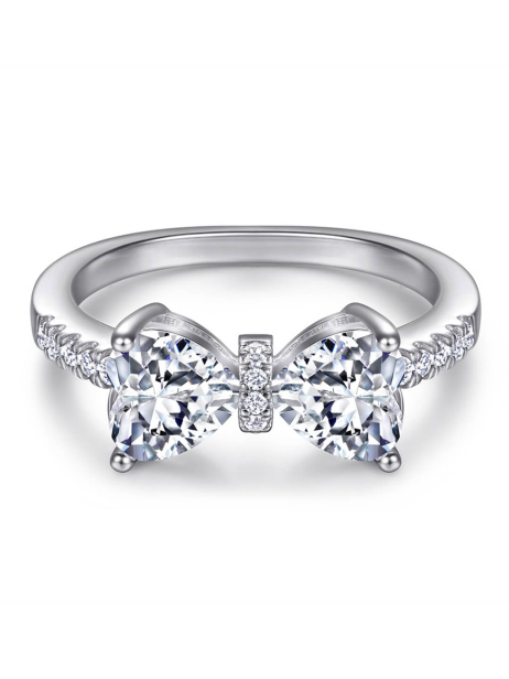 Double Heart Moissanite Ring For Momen