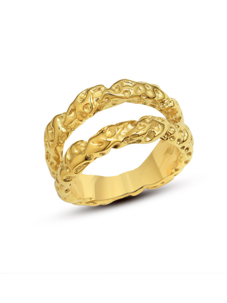 Hammered Paper Double Layer Ring