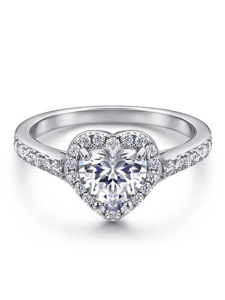 Heart Moissanite Engagement Ring 