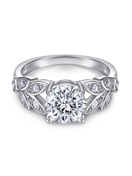 Round Cut Moissanite Ring In Sterling Silver