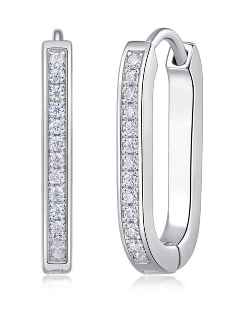 Moissanite Hoop Earrings In 14K Gold Plated