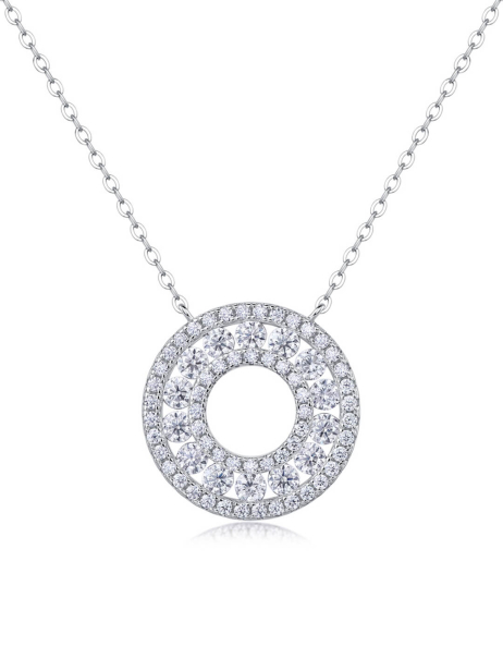 Moissanite Necklace in 925 Sterling Silver Plating 14K Gold