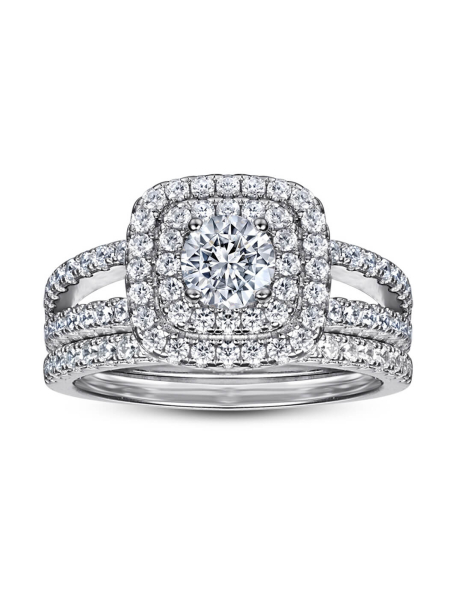 Classic Round Cut Moissanite Ring Set