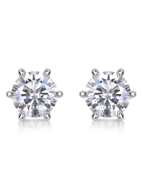 Round Cut Moissanite Stud Earrings in Sterling Silver