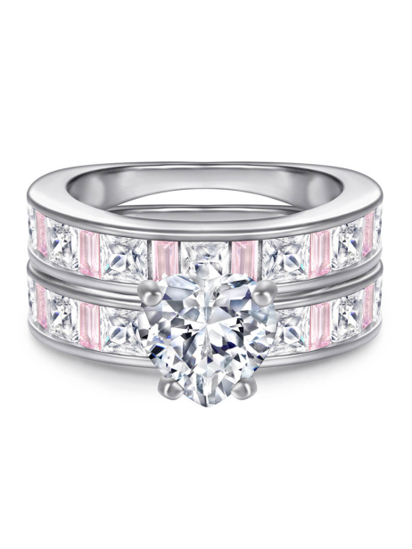 Heart Moissanite Ring Set