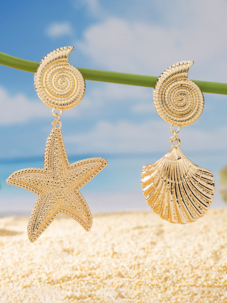 Starfish and Conch Shell Earrings