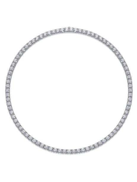 Round Cut Moissanite Tennis Necklace For Women In Sterling Silver